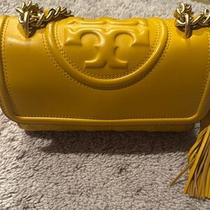 Tory Burch Yellow Leather Shoulder Bag